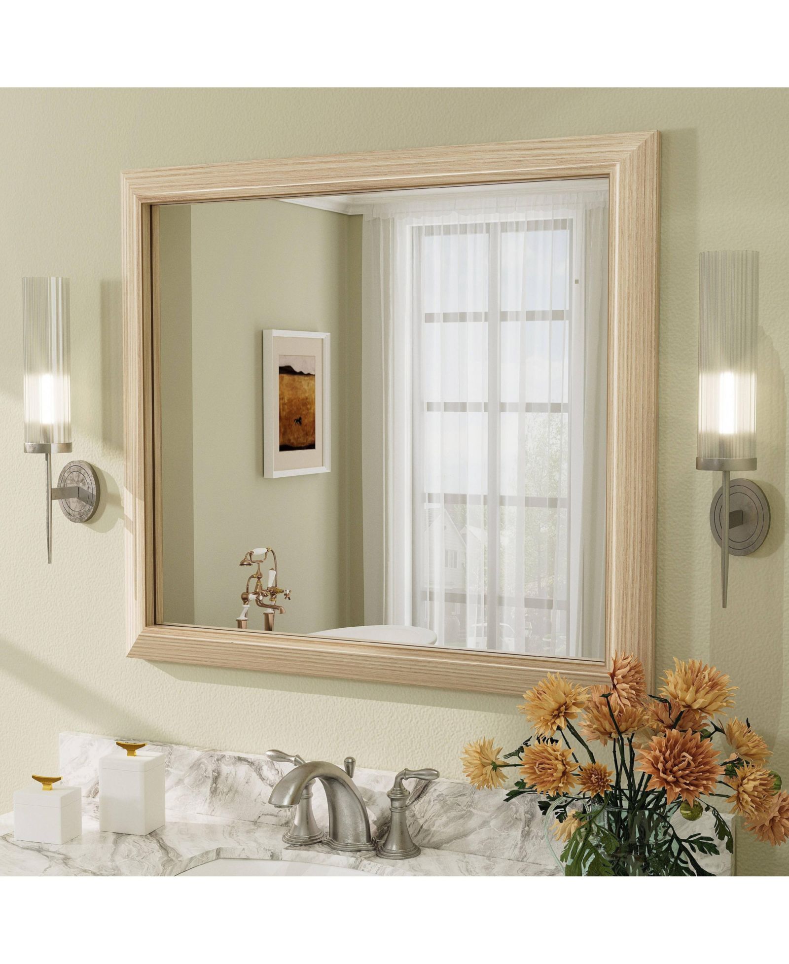 Настенное зеркало Apmir 32" x 36", металлическая рама, прямоугольное