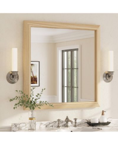 Apmir 36" x 36" Inch Thick Metal Framed Wall Mirrors for Bedroom, Rectangle Wall-Mounted Mirrors