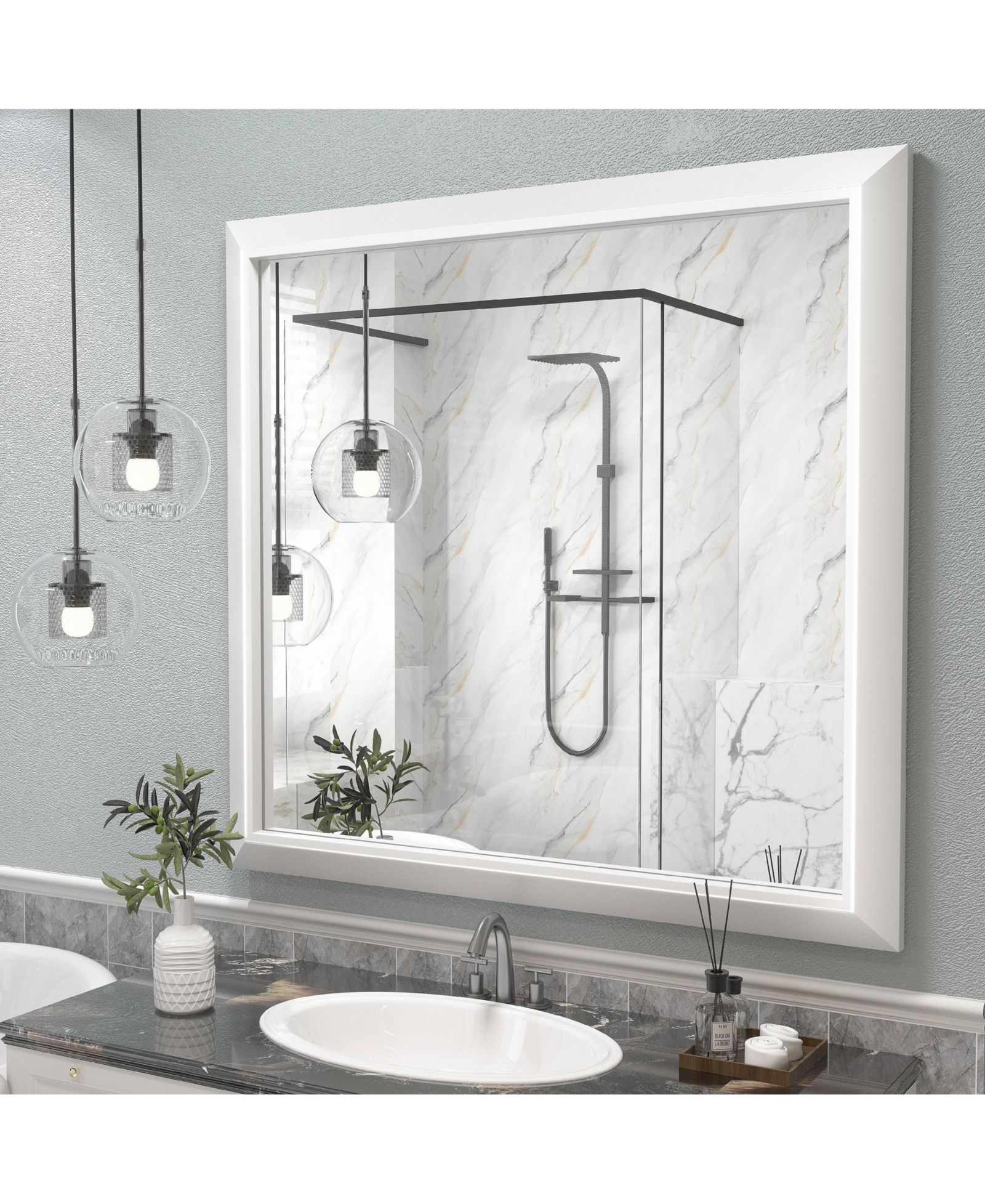 Настенное зеркало Apmir 38" x 40" в металлической раме для спальни