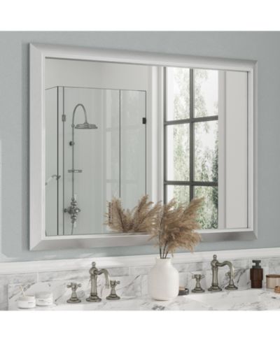 Apmir 48" x 36" Inch Thick Metal Framed Wall Mirrors for Bedroom, Rectangle Wall-Mounted Mirrors