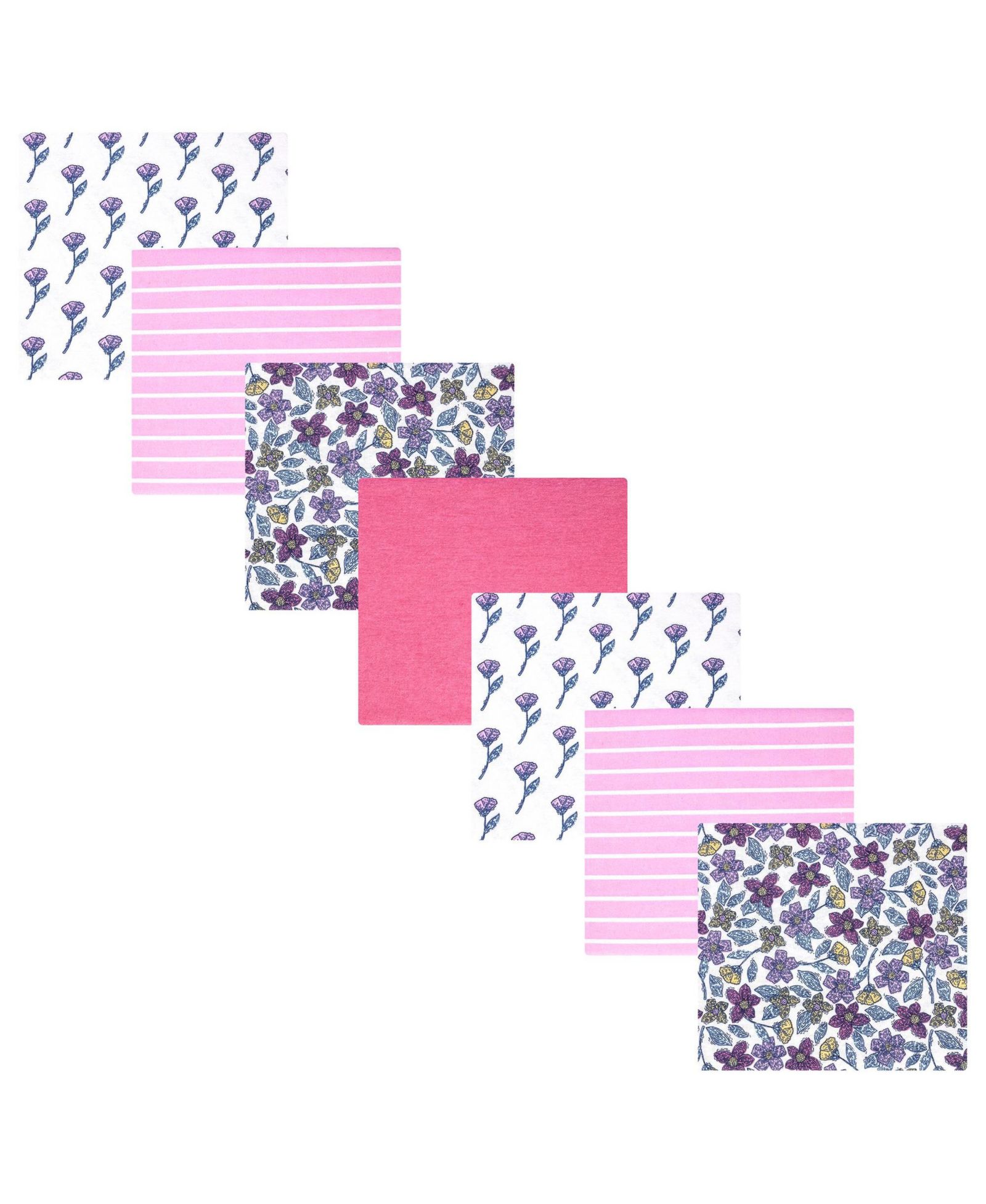 Hudson Baby Girl Cotton Poly Flannel Receiving Blankets Bundle, Begonia Pink Floral, One Size