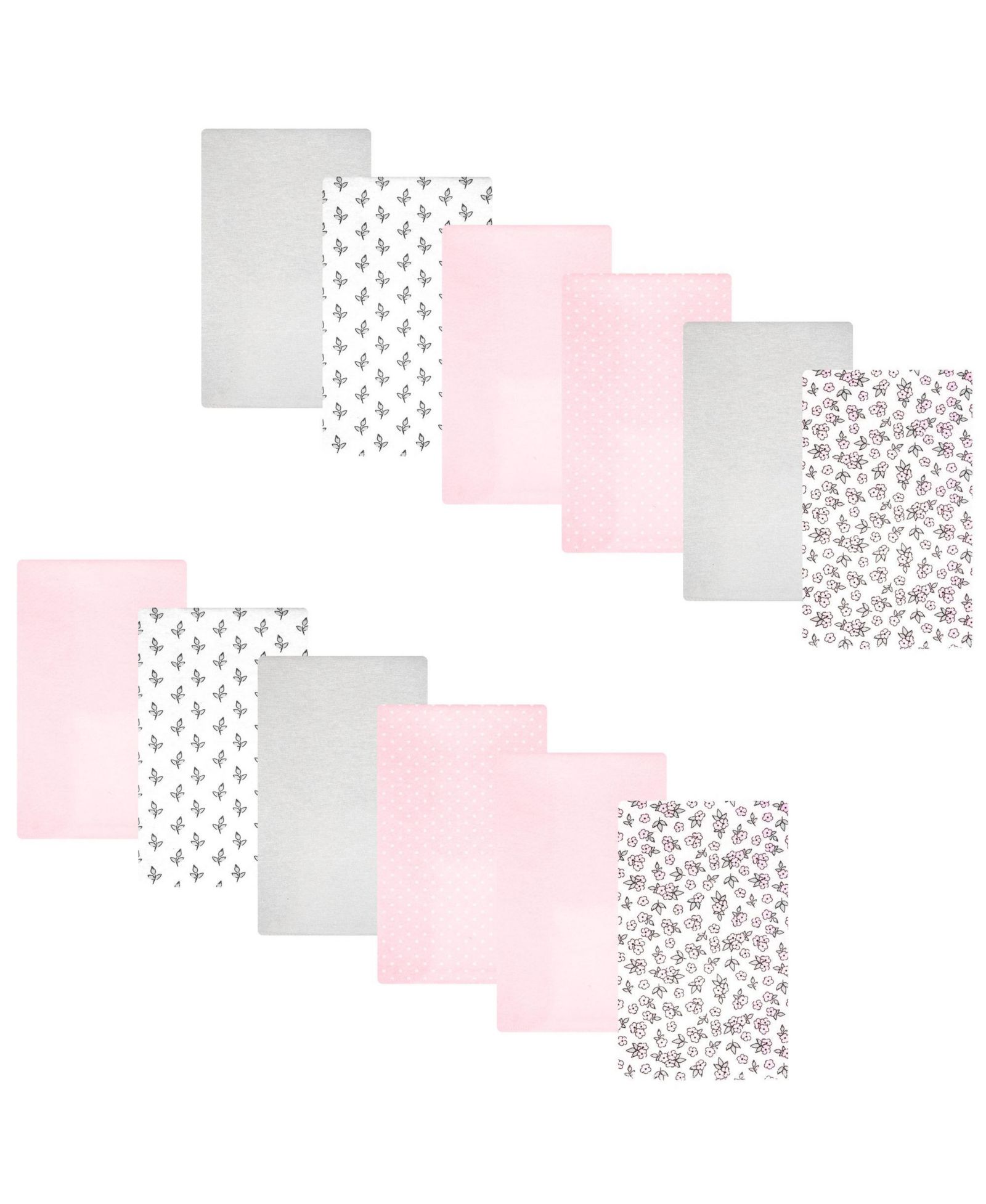 Hudson Baby Girl Cotton Poly Flannel Burp Cloths Bundle 12-Pack, Pink Primrose, One Size