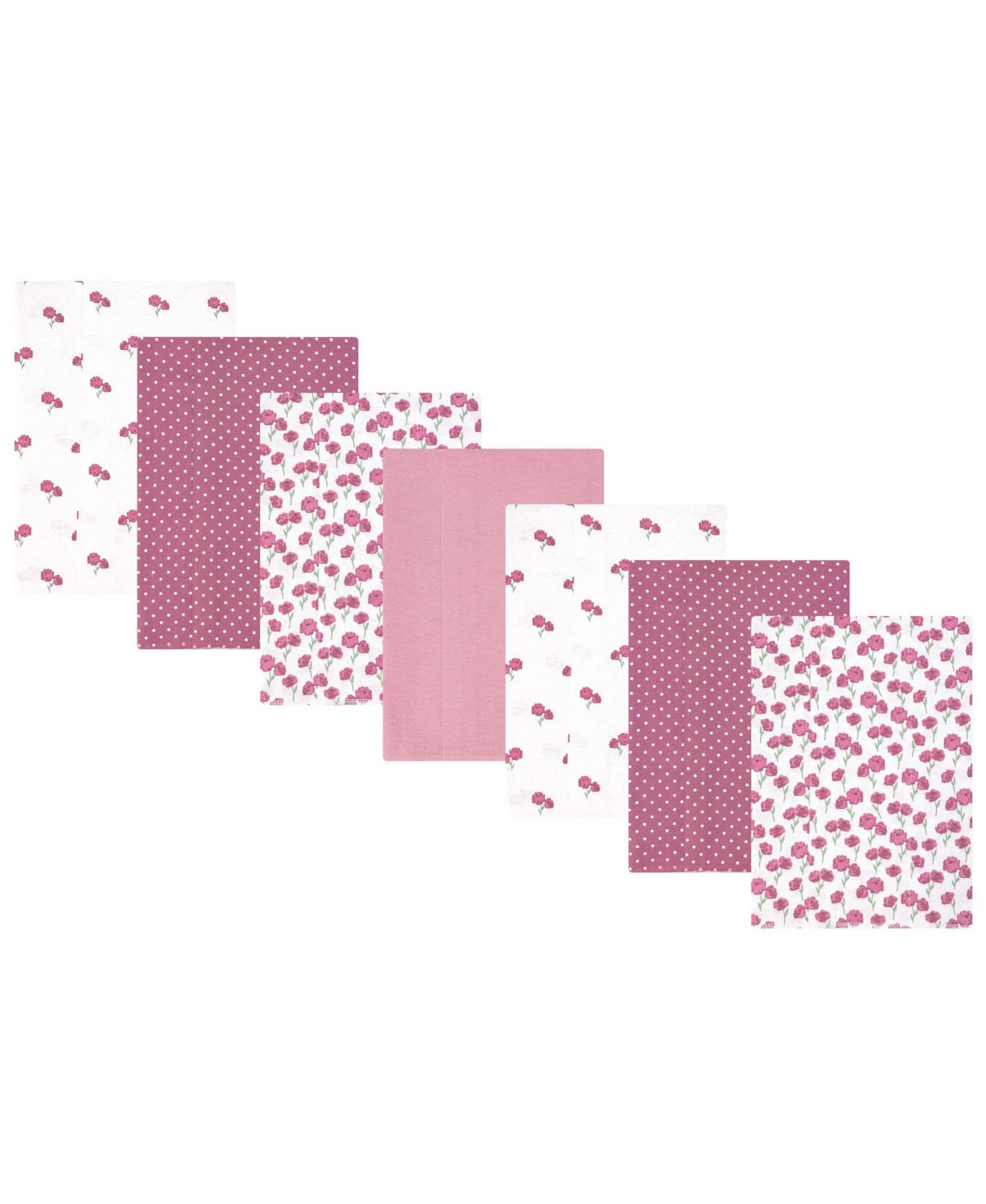 Hudson Baby Girl Cotton Poly Flannel Burp Cloths 7-Pack, Wild Rose Floral, One Size