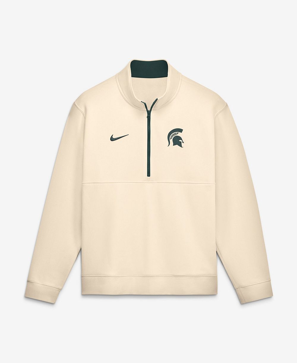 Мужская свитшот Nike Cream Michigan State Spartans Primetime Club Fleece Half-Zip Pullover