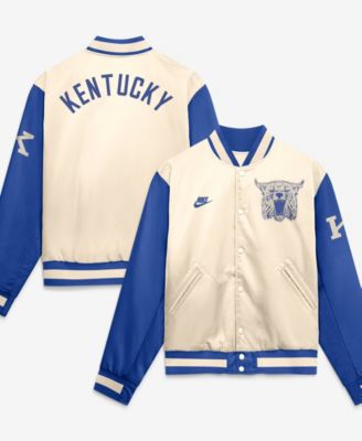 Nike Men's Natural/Royal Kentucky Wildcats Legacy Full-Snap Bomber Jacket