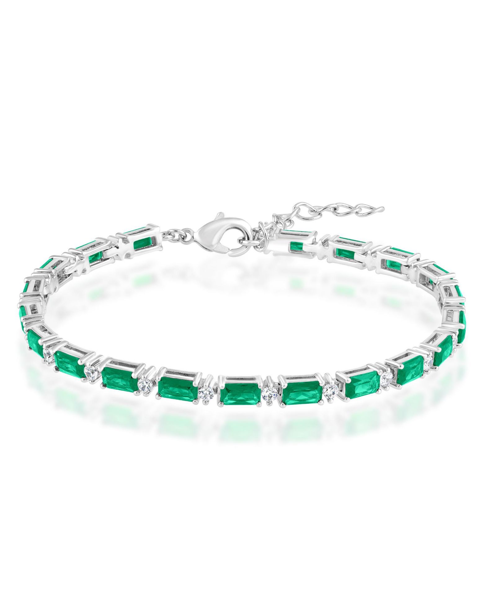 Simona Emerald-Cut and Round CZ Tennis Bracelet