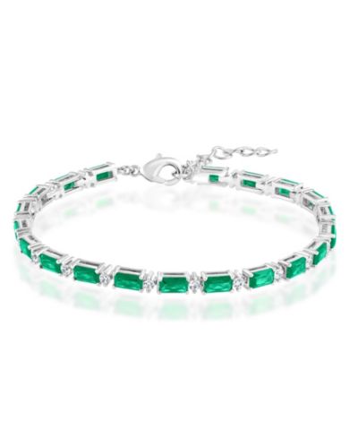 Simona Emerald-Cut and Round CZ Tennis Bracelet