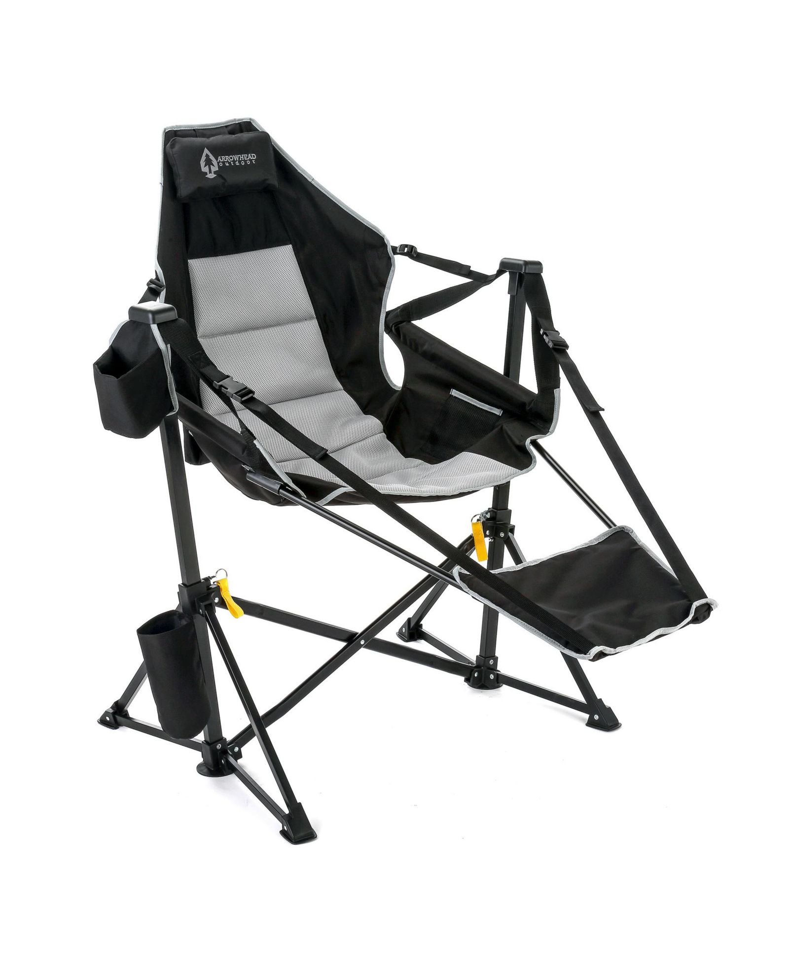 Комплект из 2 складных походных кресел-гамаков ARROWHEAD OUTDOOR с откидной подножкой, мягкой подголовником и 2 держателями для стаканов, выдерживает 300lbs