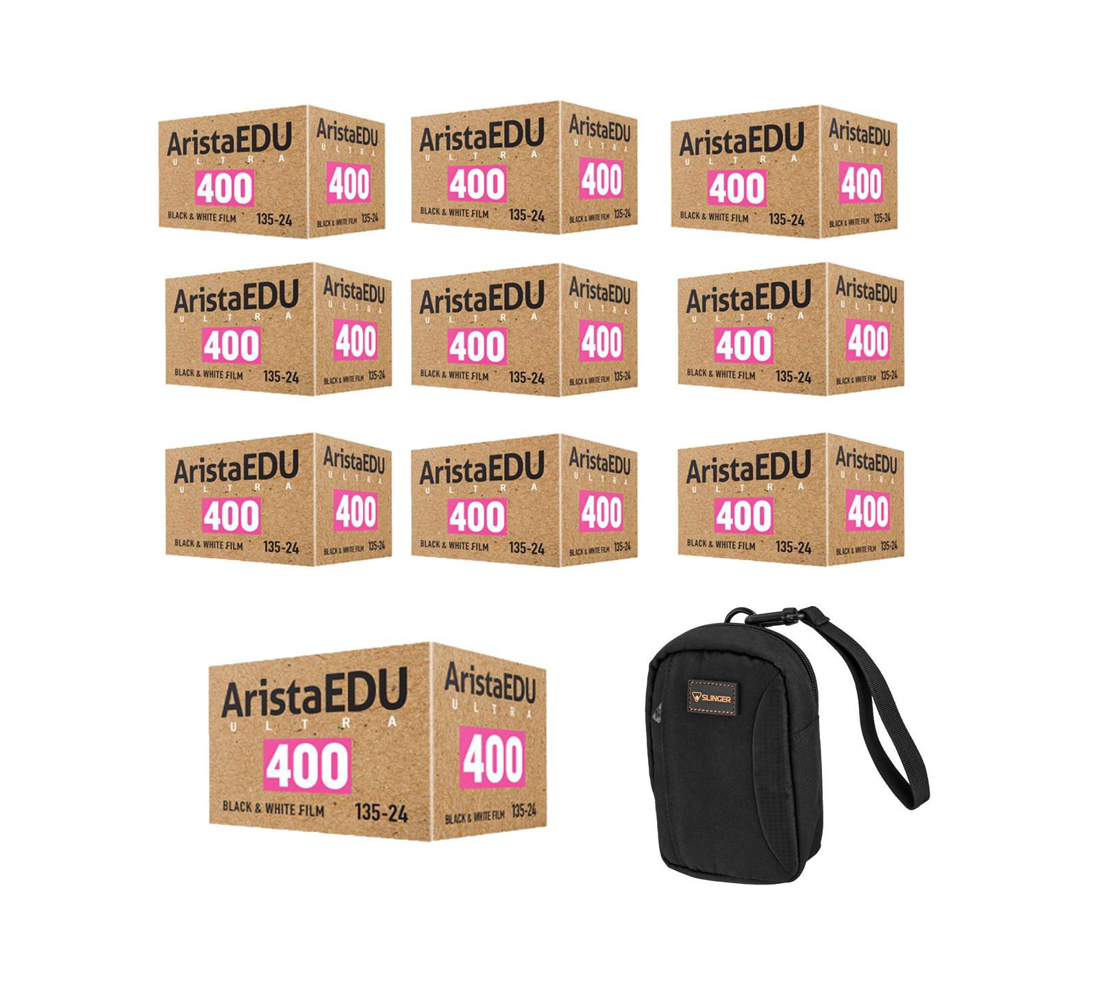 Arista EDU Ultra 400 35mm Negative Roll Film, 10-Pack, with Camera Bag