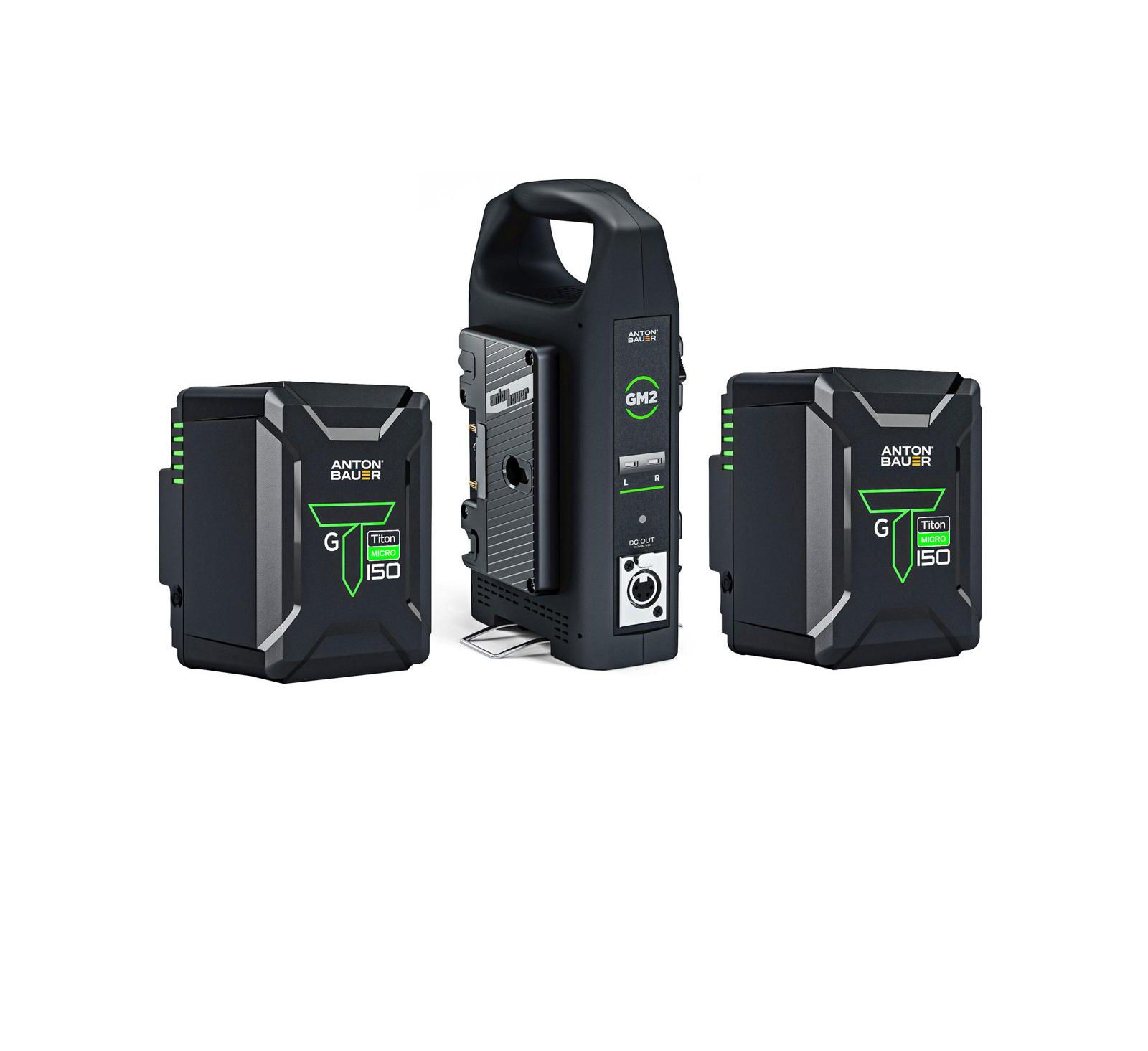 Anton Bauer 2x Titon Micro 150 Gold Mount Batteries, with GM2 Dual Charger