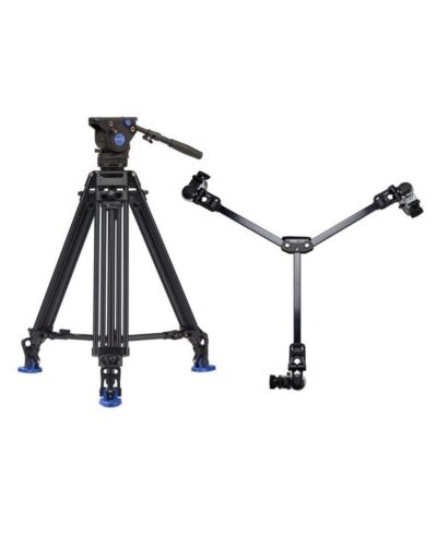 Benro BV4 PRO 3-Section Aluminum Video Tripod, Bundle with DL-08 Dolly