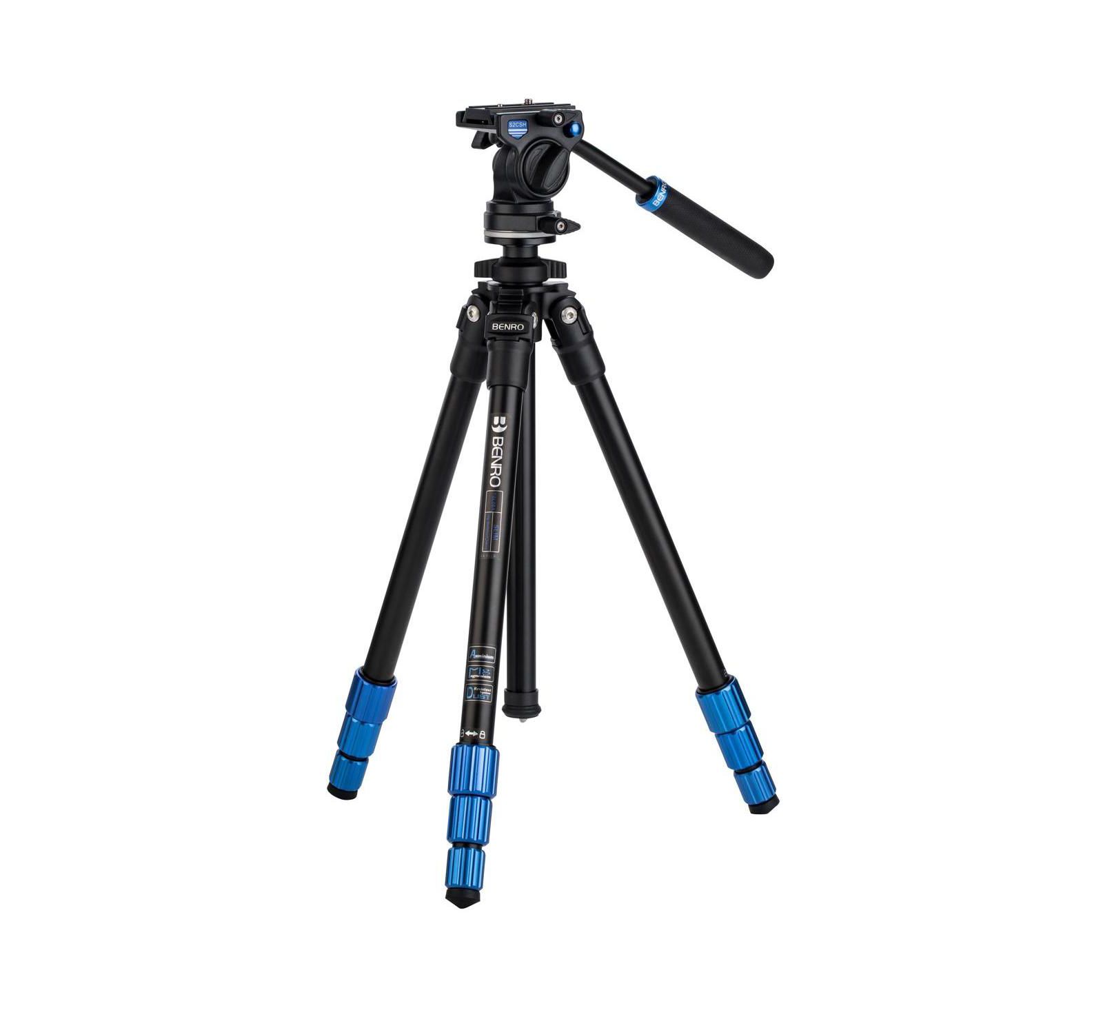 Benro 4-Section Aluminum Slim Video Tripod with S2P Head