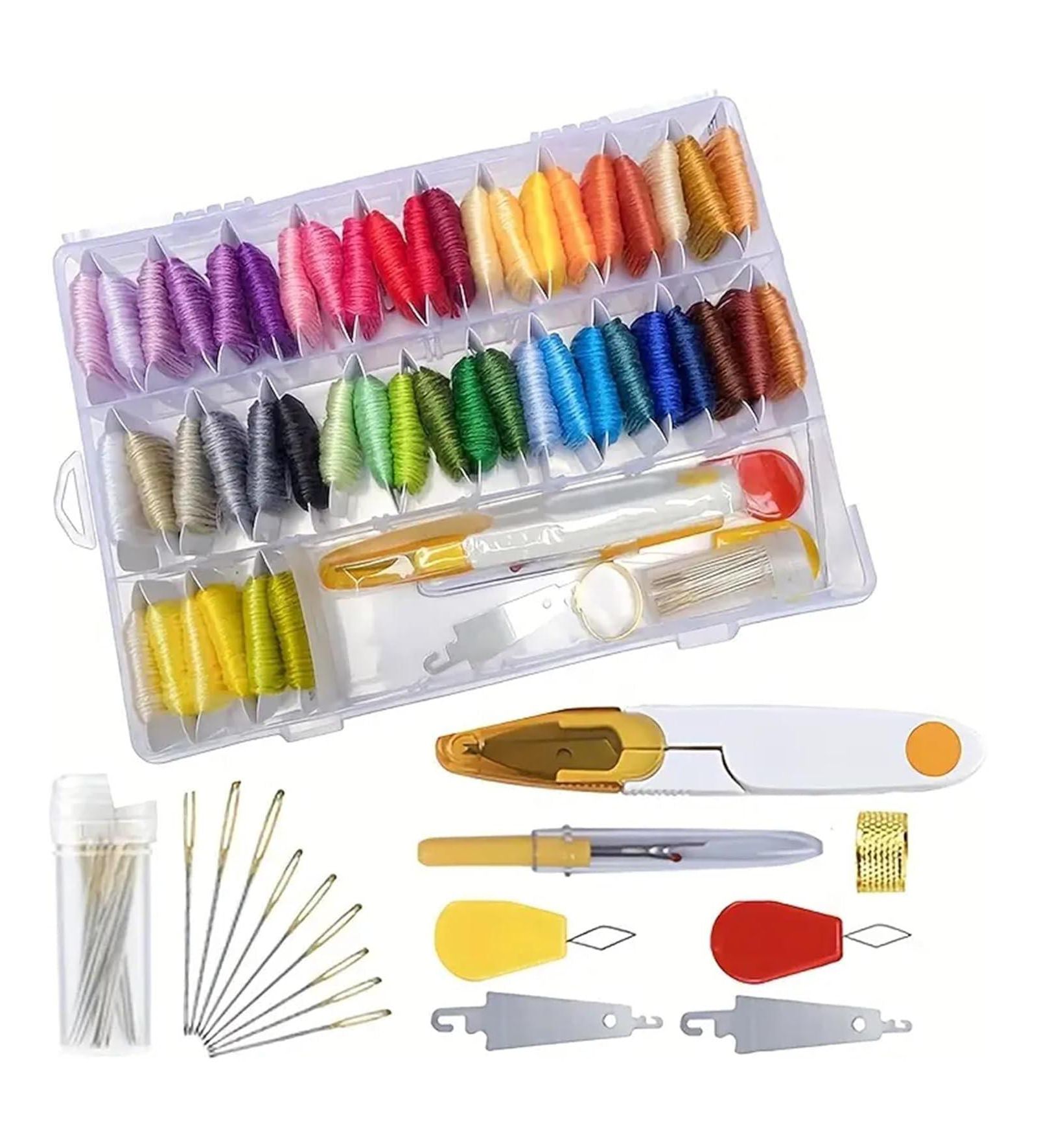 GNUADZ 67 Pieces  50 Color Embroidery Floss Kit Storage Box Stitching Threads Sewing Accessories DIY Cross Set Adults Beginner