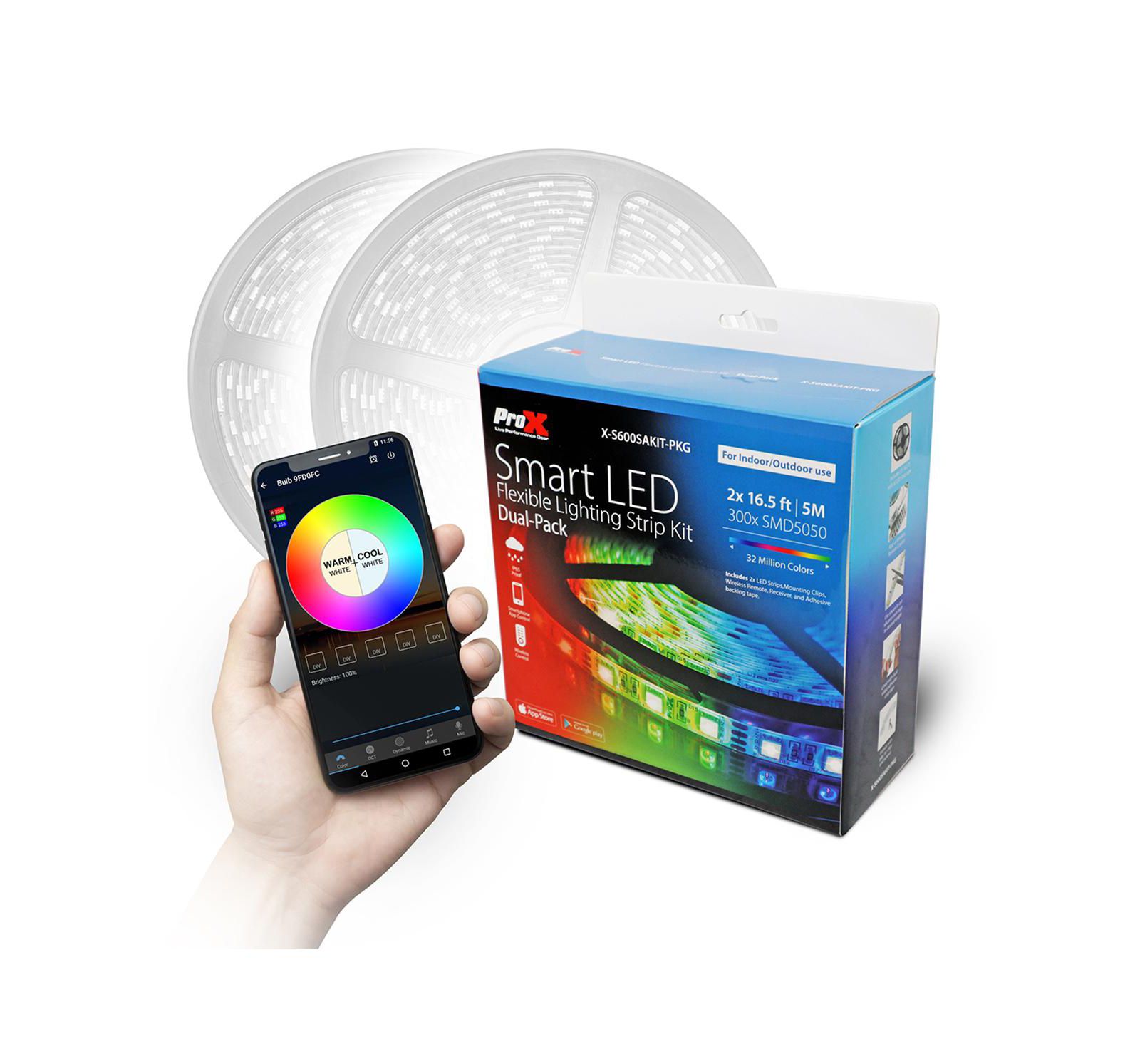 ProX X-S600SAKIT-PKG 16.5' Flexible Smart LED Light Strip Kit, 2-Pack
