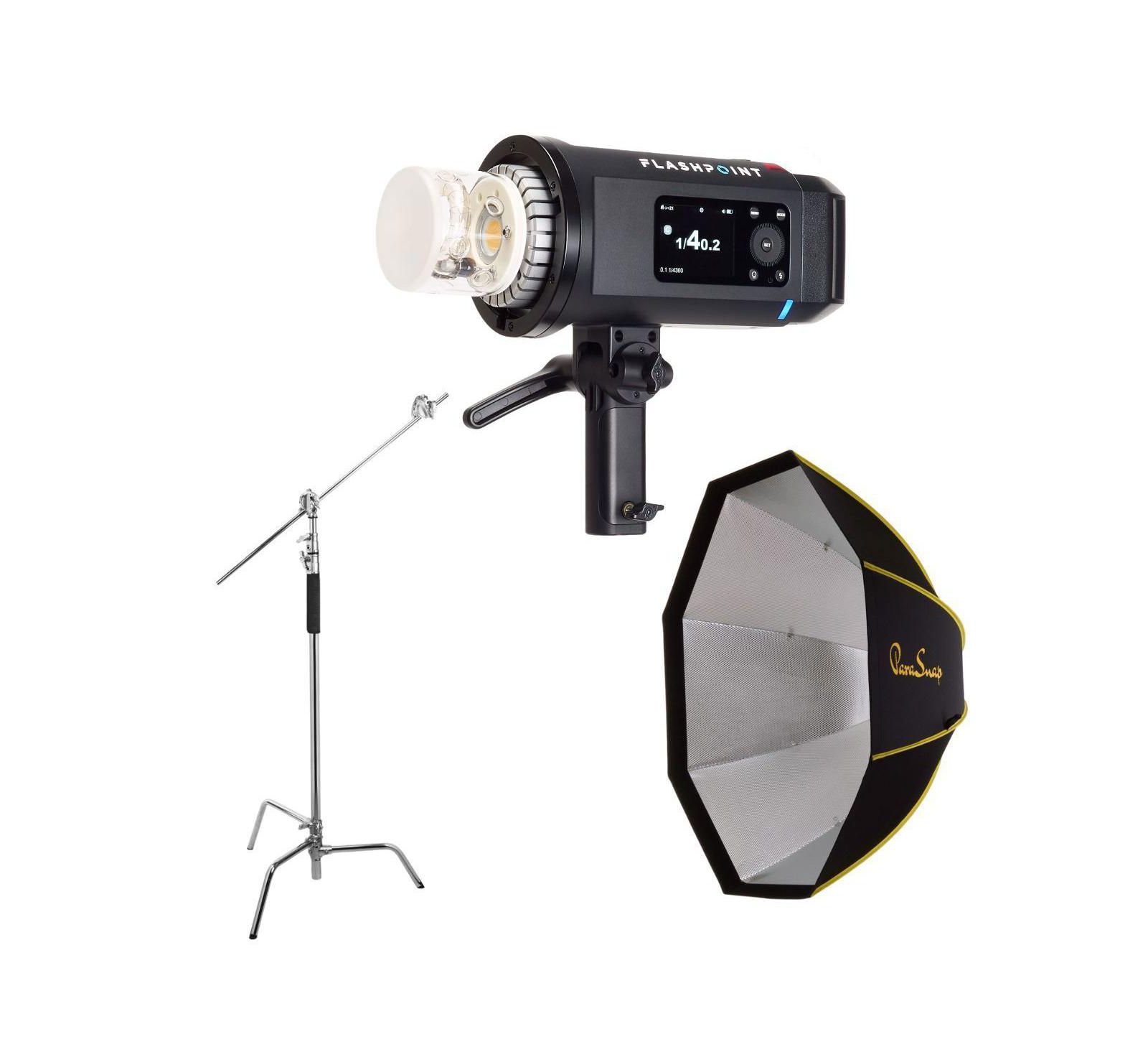 Flashpoint XPLOR 600 SE R2 Manual HSS AIO Flash,w/44" Softbox  10' C Stand