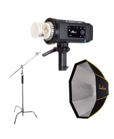 Flashpoint XPLOR 600 SE R2 Manual HSS AIO Flash,w/44" Softbox  10' C Stand