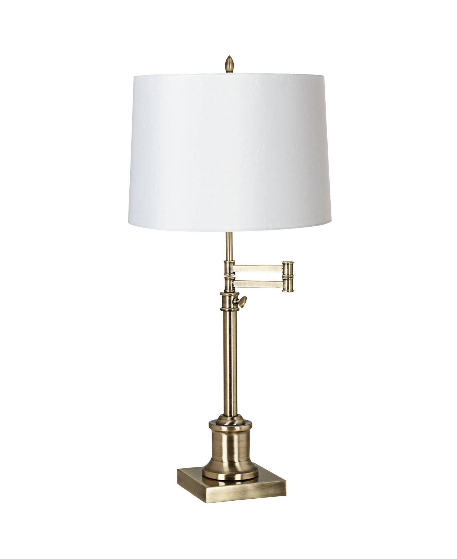 360 Lighting Traditional Swing Arm Desk Table Lamp Adjustable Height Antique Hardback Drum Shade Living Room Bedroom