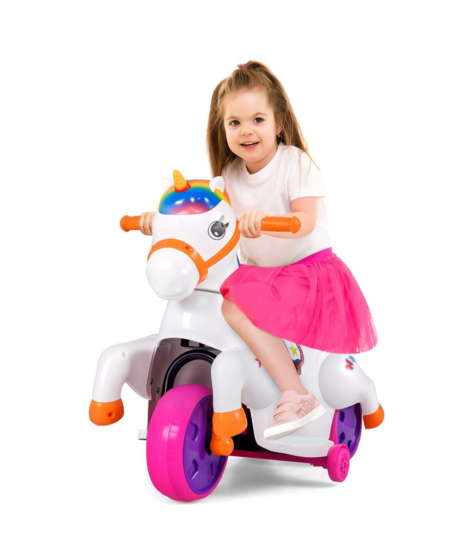 Игрушка Mecale 12V Unicorn Ride on с дополнительными колесами и режимом верховой езды-Colorful