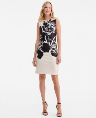 Anne Klein Women's Scuba Placed-Printed Sheath Dress