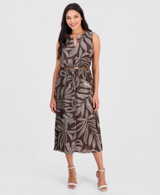 Anne Klein Women's Keyhole-Neck A-Line Midi Dress