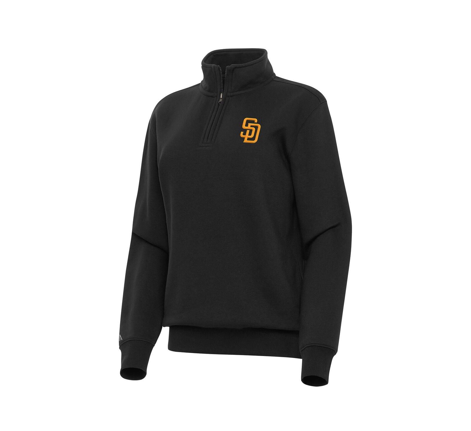 Женская флисовая толстовка Antigua Black San Diego Padres Victory Quarter-Zip