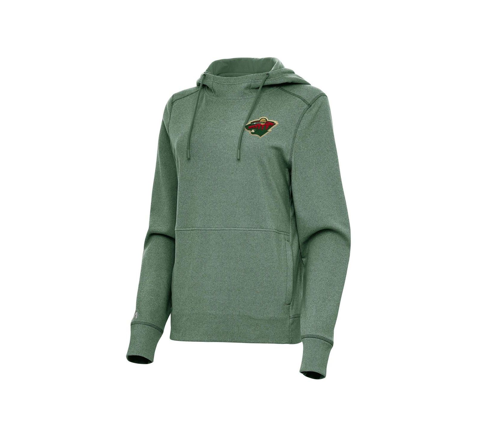 Женское худи Antigua Heather Green Minnesota Wild Justice Pullover