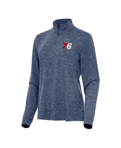Antigua Женская толстовка Philadelphia 76ers Mentor Quarter-Zip с длинным рукавом, темно-синяя heather navy