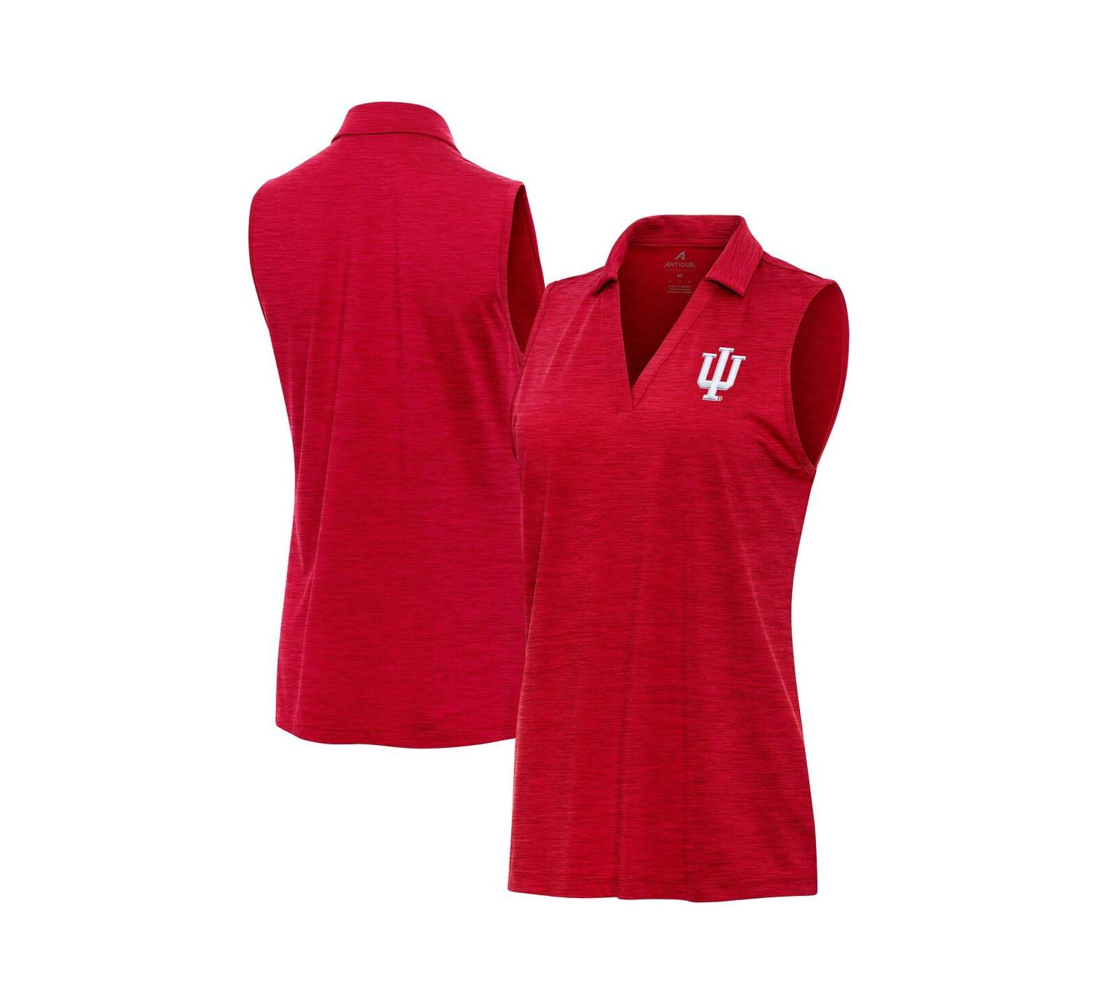 Antigua женская рубашка-поло без рукавов с V-образным вырезом Heather Crimson Indiana Hoosiers Layout