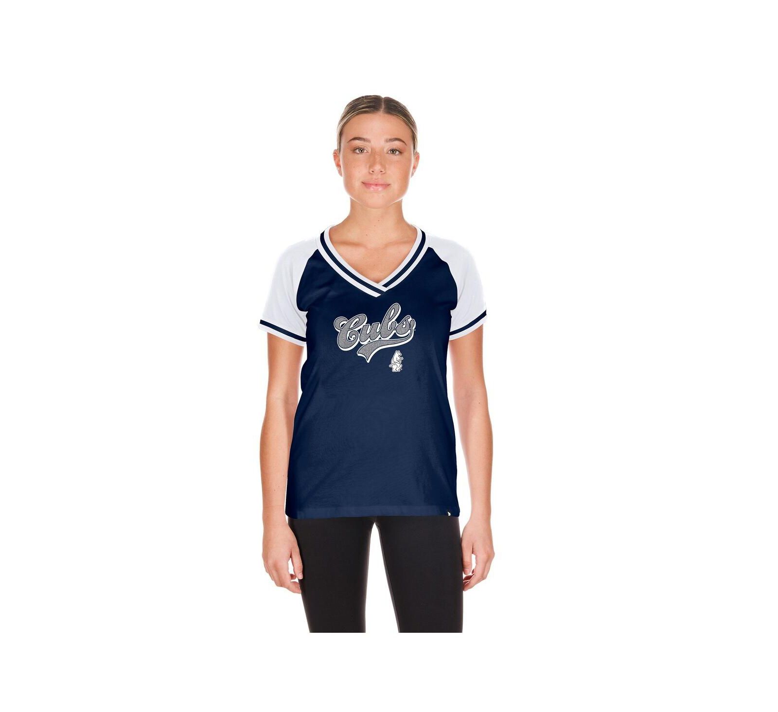 Женская футболка New Era Navy Chicago Cubs Gameday V-Neck