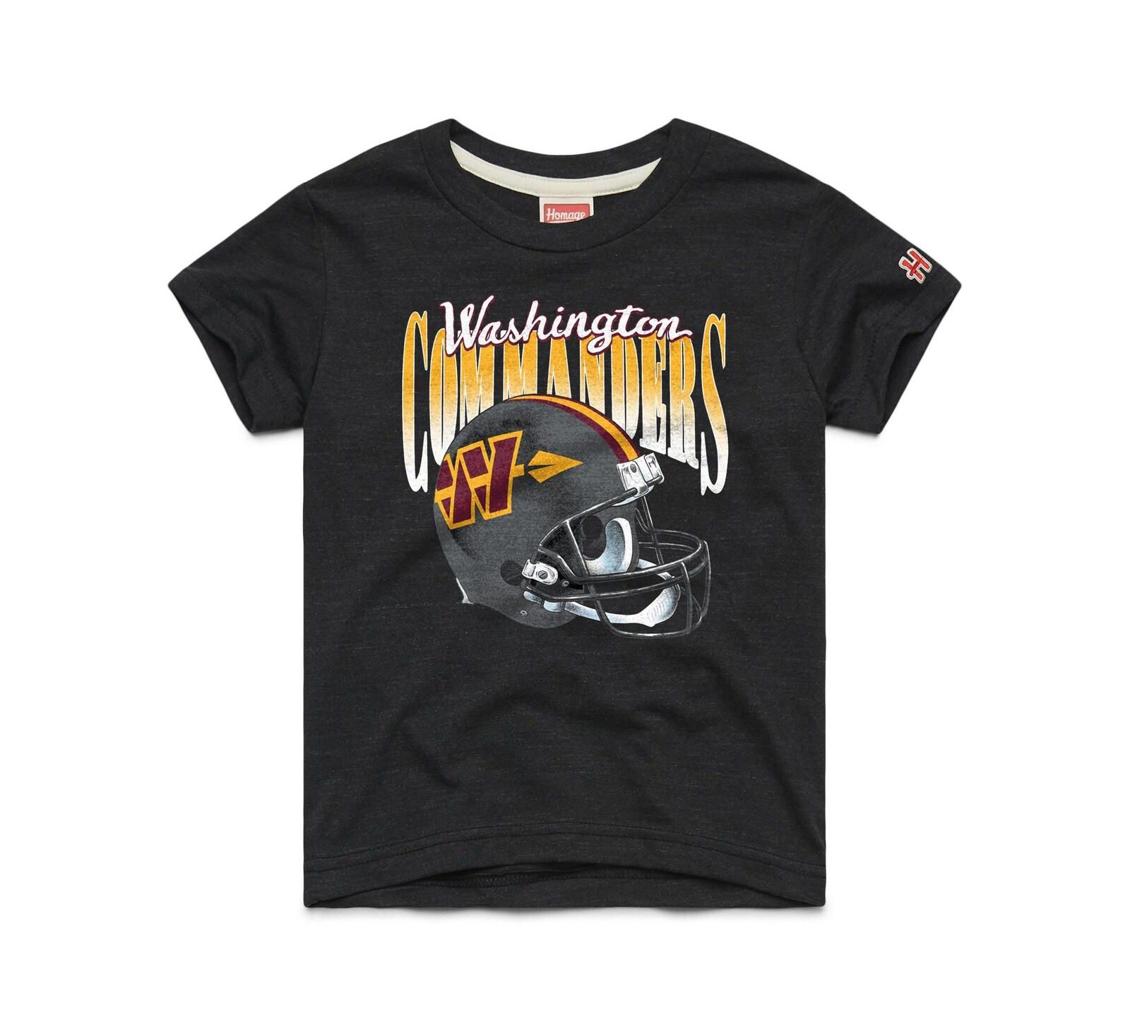 Футболка Homage Big Boys and Girls Charcoal Washington Commanders Gradient Helmet Tri-Blend