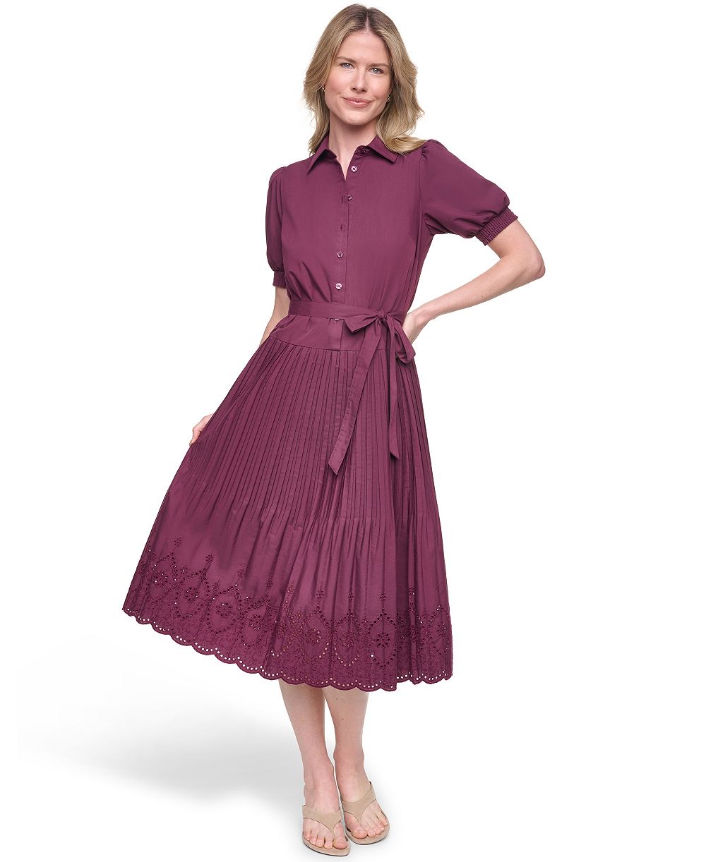 Платье-рубашка Jessica Howard Women's с коротким рукавом и заниженной талией