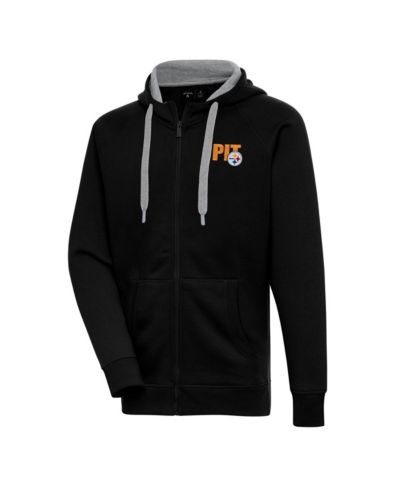 Мужское черное худи Antigua Pittsburgh Steelers Victory Full-Zip