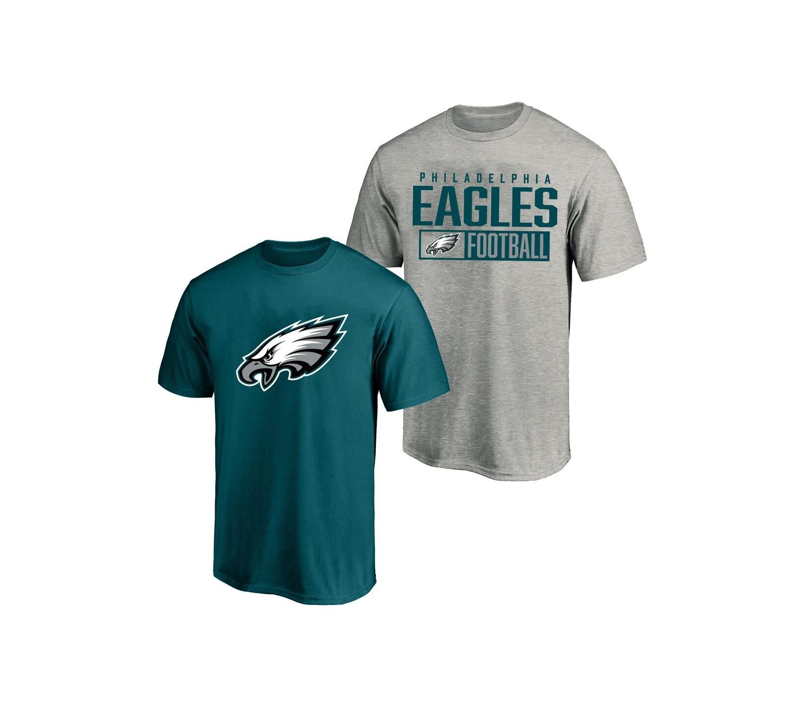 Fanatics Men's Heather Gray/Midnight Green Philadelphia Eagles Big & Tall 2-Pack T-Shirt Set