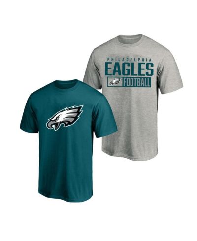 Мужской набор из 2 футболок Fanatics Philadelphia Eagles Big & Tall, цвет Heather Gray/Midnight Green