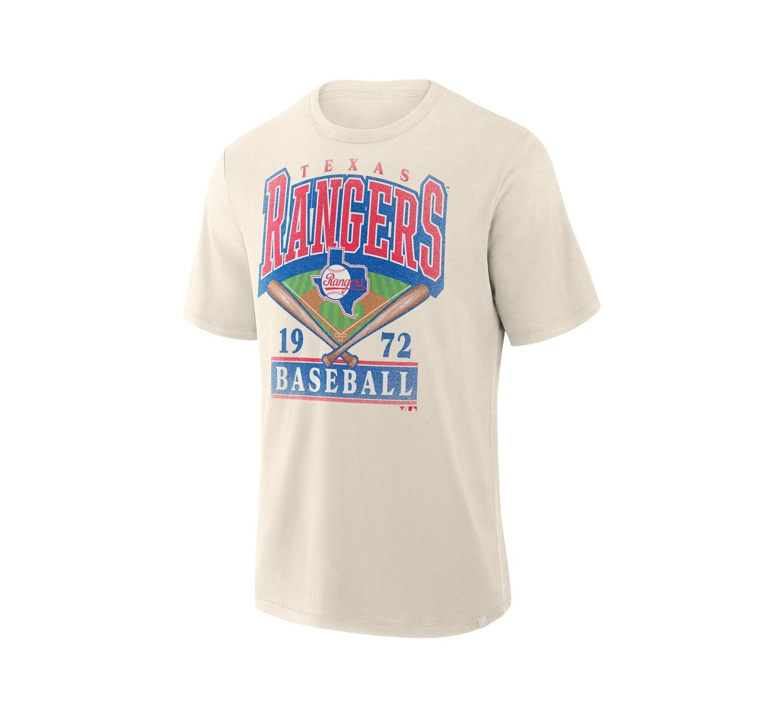 Fanatics Men's Profile Cream Texas Rangers Big & Tall Screen Print T-Shirt