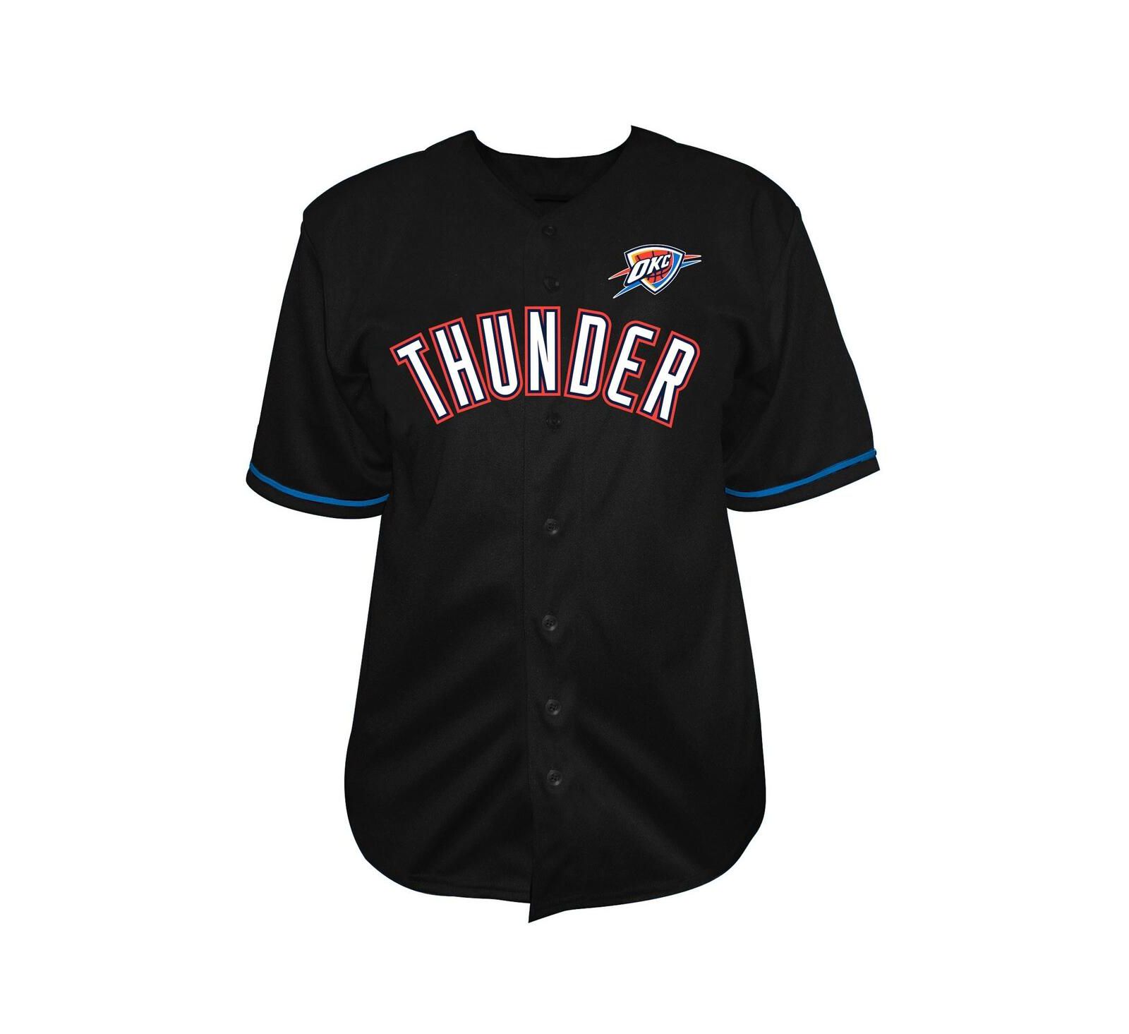 Fanatics Men's Black Oklahoma City Thunder Big & Tall Pop Full-Button Jersey