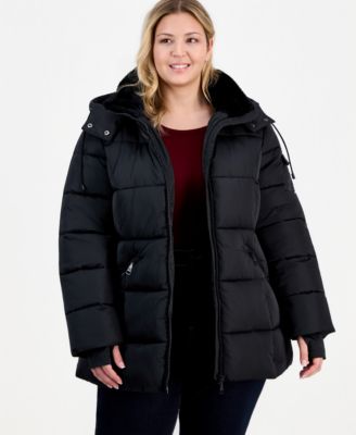 Steve Madden Plus Size Hooded Quilted Puffer Coat