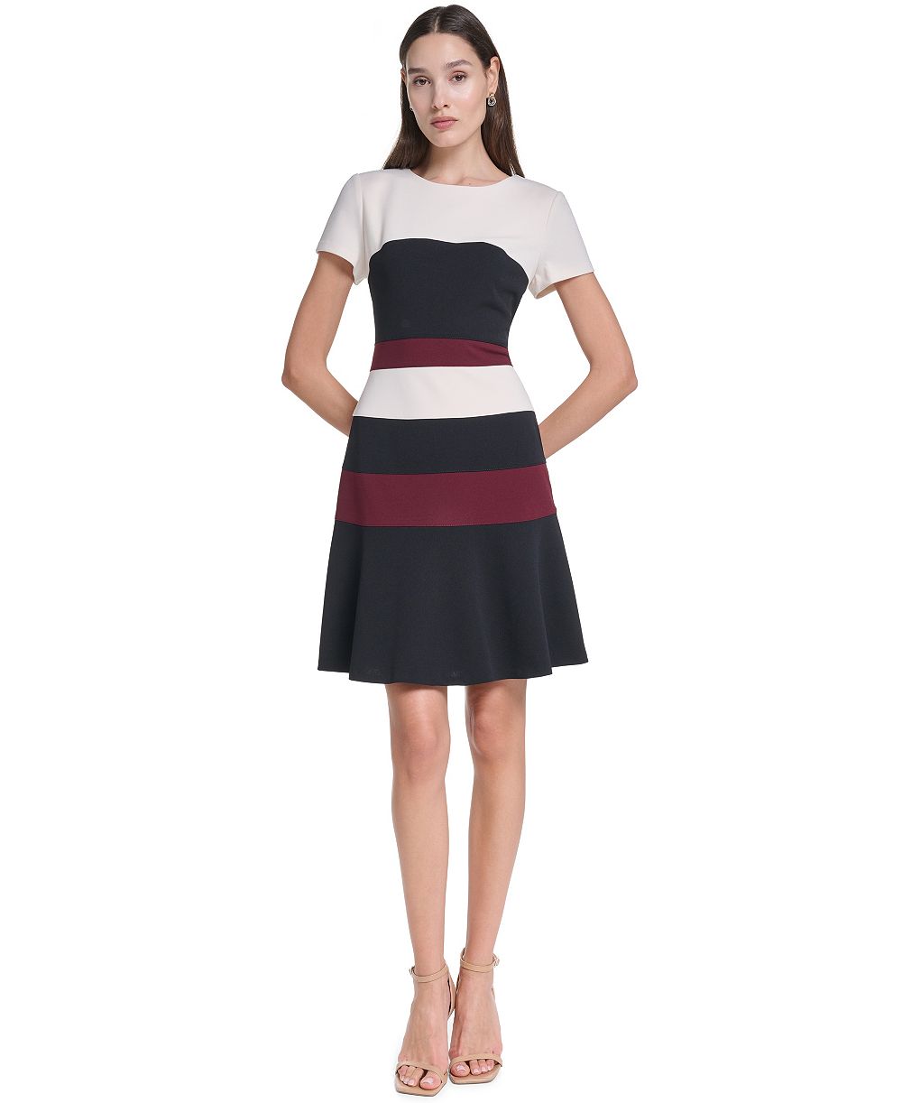 Женская платье-футляр Tommy Hilfiger с коротким рукавом и цветовым блоком