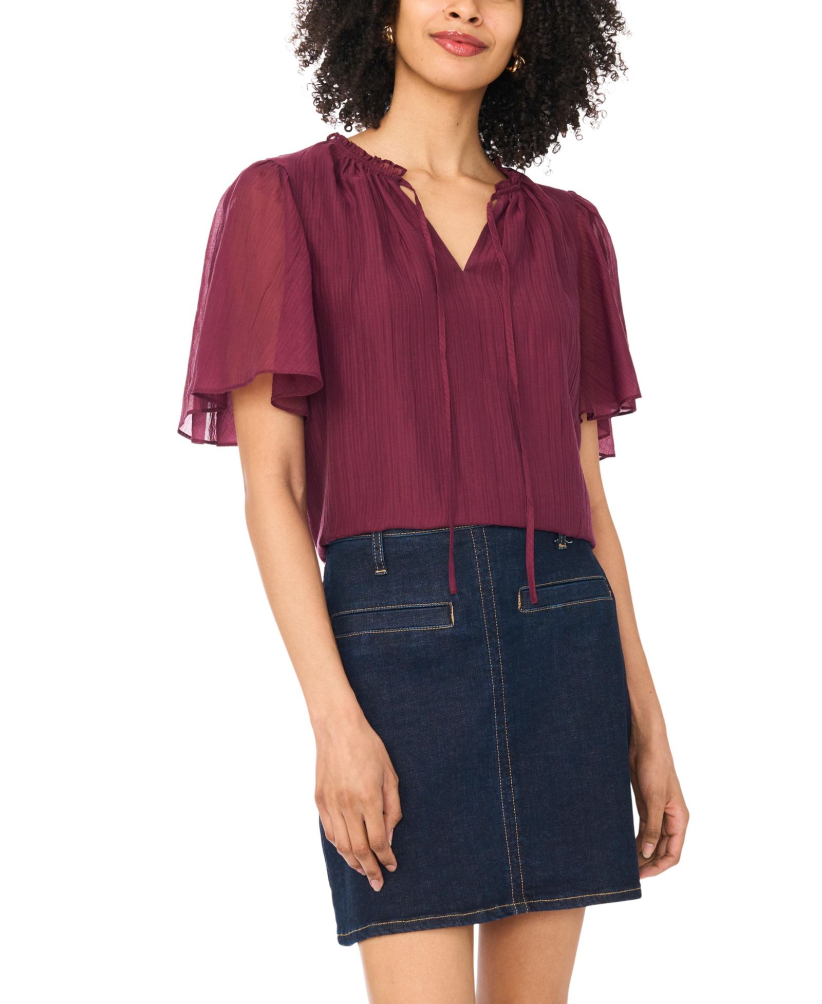 Vince Camuto Women's Tie-Neck Short-Sleeve Blouse