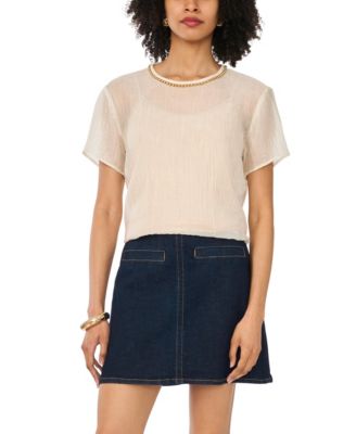 Vince Camuto Women's Crewneck Dropped Shoulder Basic T-Shirt