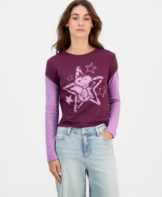 Топ Grayson Threads, The Label Juniors' Snoopy Long-Sleeve Layered-Look