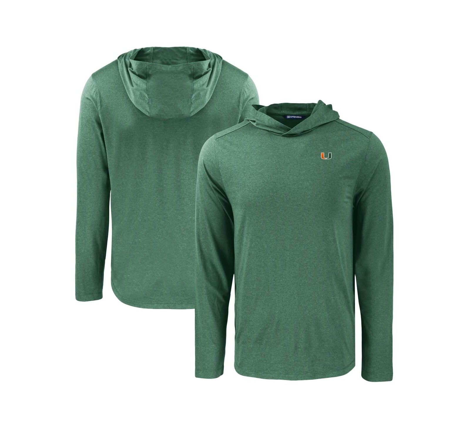 Мужская футболка-худи Cutter & Buck Green Miami Hurricanes Coastline Epic Comfort Eco Long Sleeve