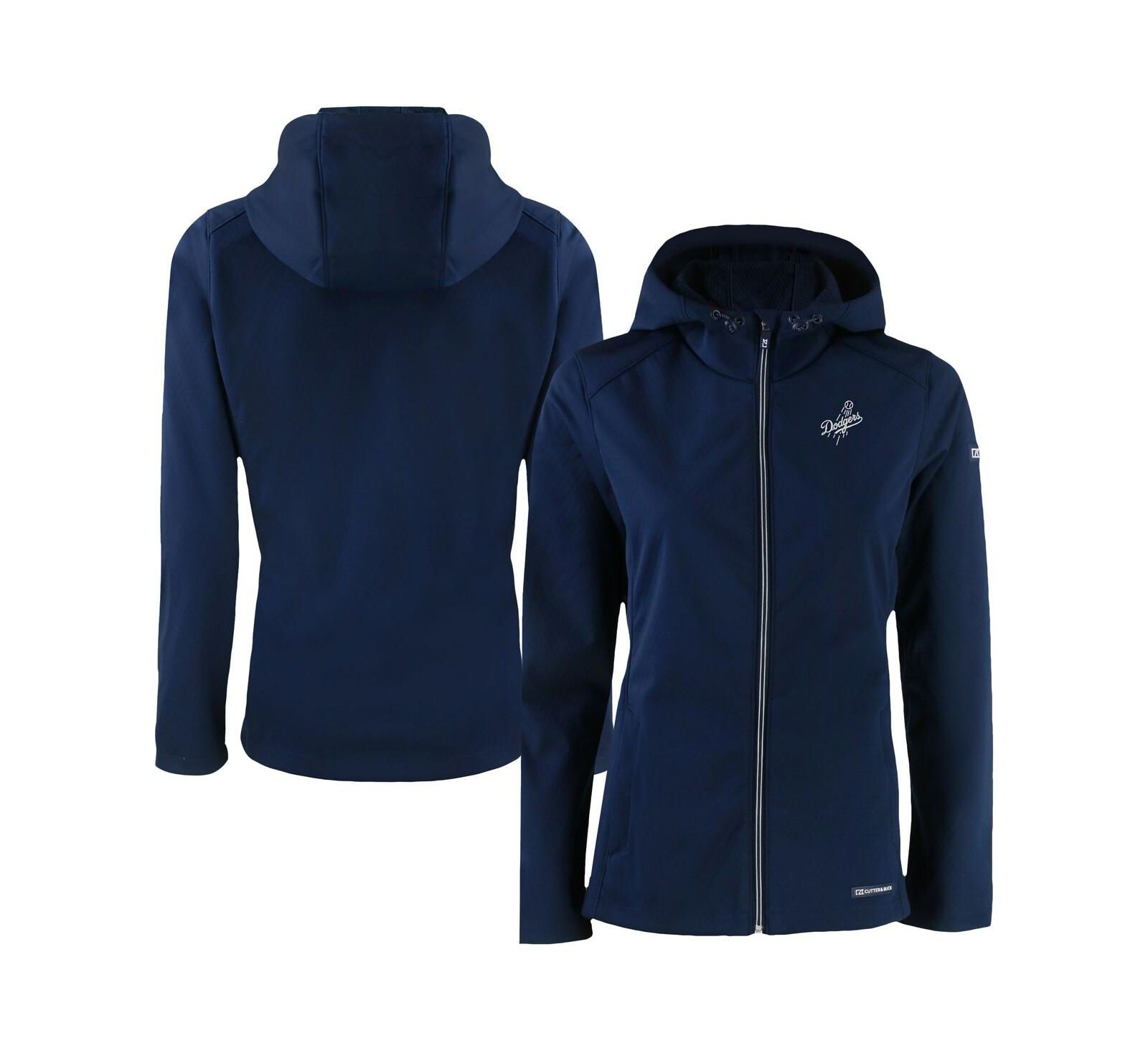Женская куртка Cutter & Buck Navy Los Angeles Dodgers Evoke Eco Softshell Full-Zip Hoodie