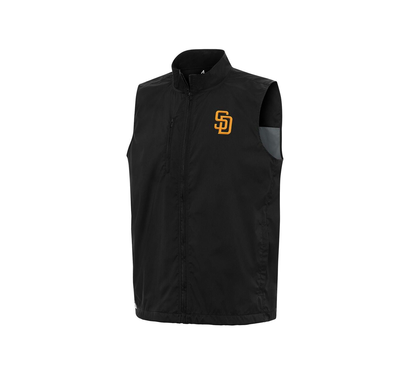 Antigua Men's Black San Diego Padres Brisk Full-Zip Vest