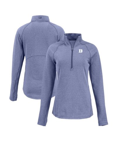 Cutter & Buck Women's Heather Blue Duke Blue Devils Peshastin Eco Fleece Half-Zip Tri-Blend Jacket