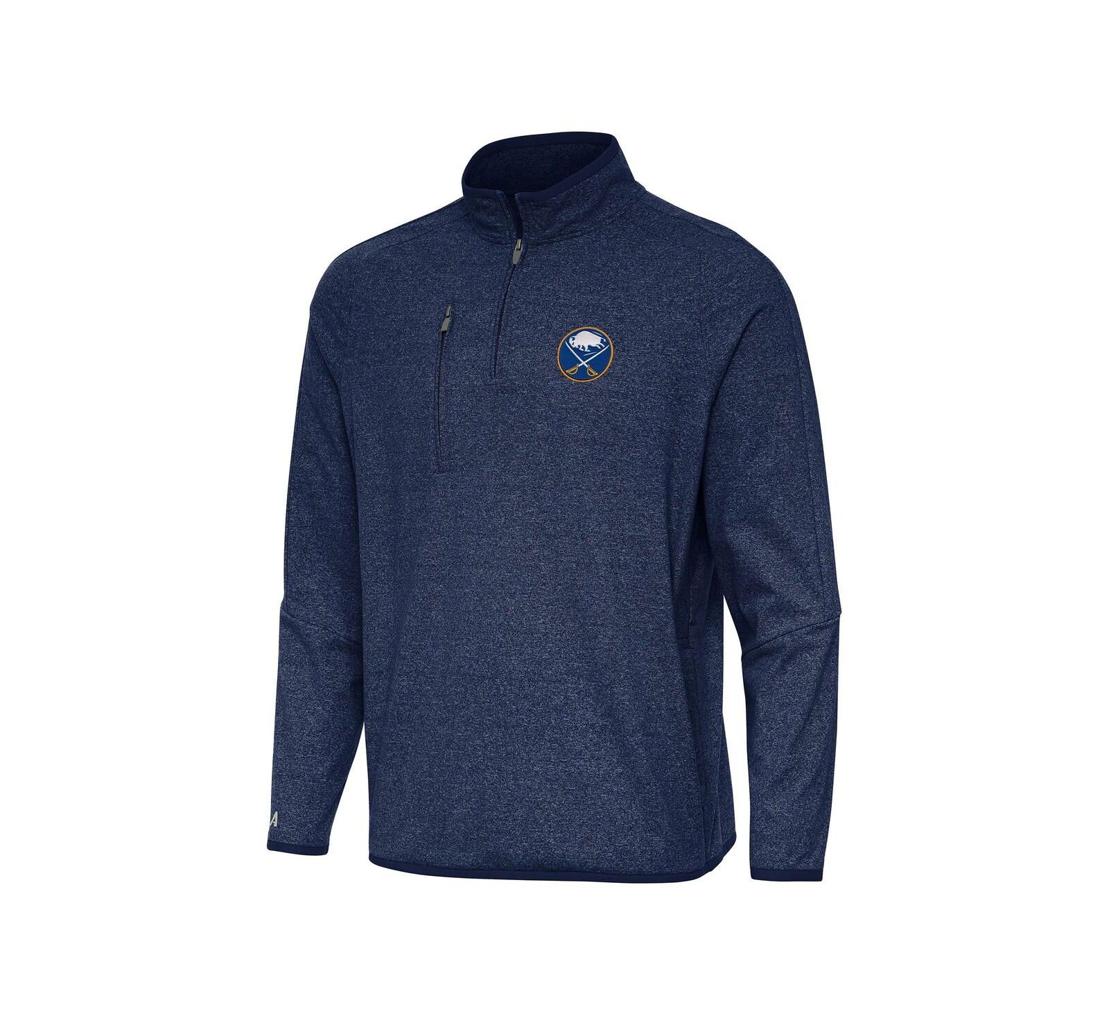 Мужское свитшот Antigua Buffalo Sabres Heather Navy с молнией на четверть
