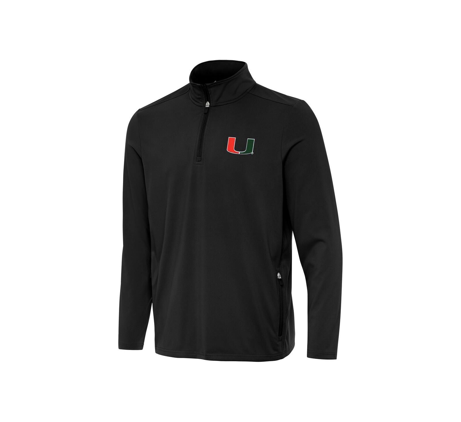 Кофта Antigua Men's Black Miami Hurricanes Perilous Quarter-Zip