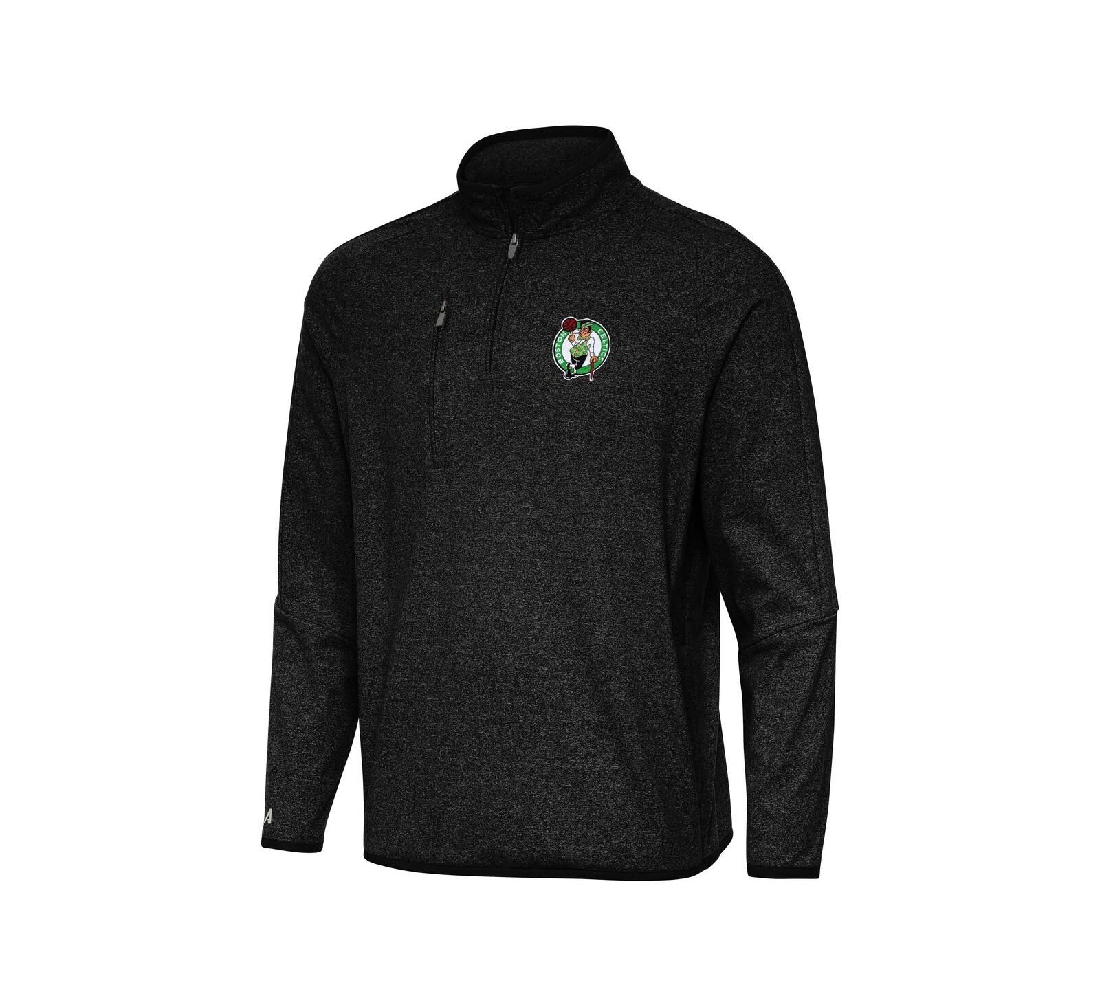 Antigua Мужской свитшот Heather Black Boston Celtics Certain Quarter-Zip Tri-Blend