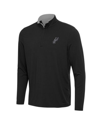 Antigua Мужская черная/серая кофта San Antonio Spurs Content Quarter-Zip