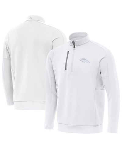 Antigua Men's White Denver Broncos Generation Quarter-Zip Jacket